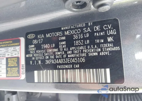 2018 Kia Rio Ex z USA, uszkodzony, nr VIN 3KPA34AB3JE045106